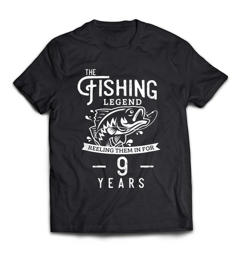 Fishing Legend T-Shirt: 9 Years Old Birthday Gift for Young Anglers